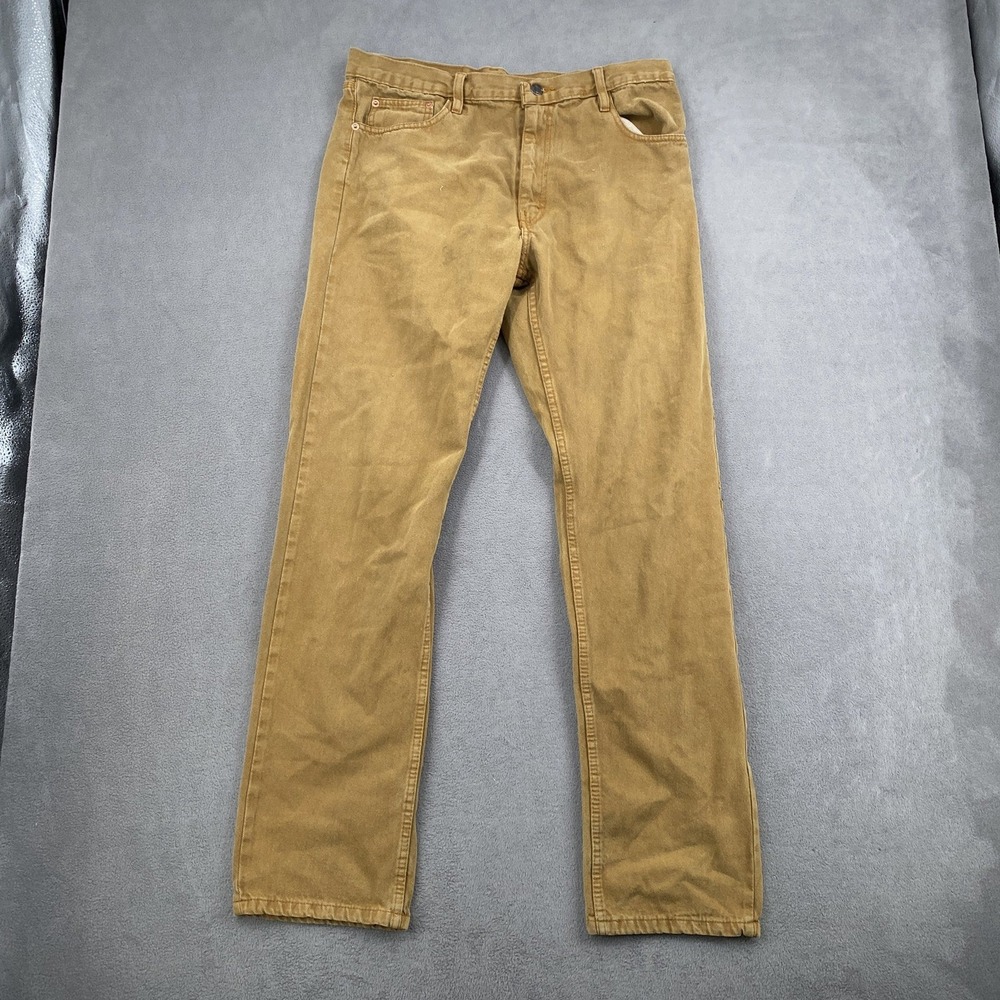 Mens Levis 505 Straight Leg Jeans Brown Tan Denim Pants 34x32 Vintage